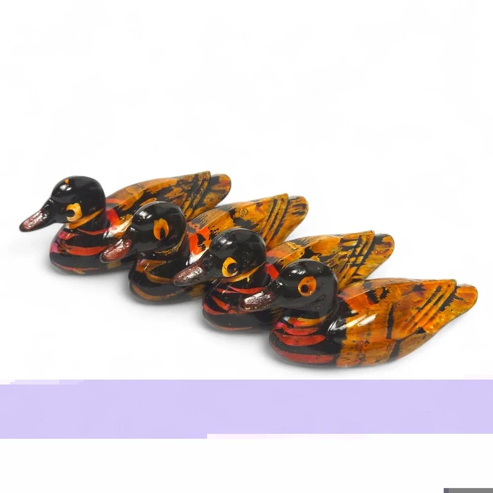 4 Vintage Miniature Ceramic Duck Decoys Hand Painted Porcelain Bird Figurine 2